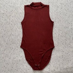 EUC American Eagle Ribbed Mock Neck Sleeveless Bodysuit